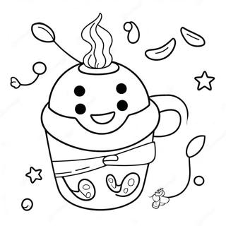 Halaman Mewarna Cawan Kopi Comel Dengan Wajah Tersenyum 62411-13766