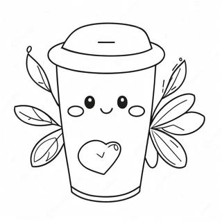 Halaman Mewarna Cawan Kopi Comel Dengan Wajah Tersenyum 62411-13767
