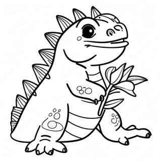 Iguana Gembira Dengan Bunga Halaman Mewarna 63700 14135