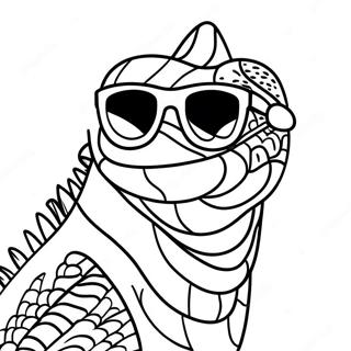 Iguana Memakai Kacamata Hitam Halaman Mewarna 63702 14143