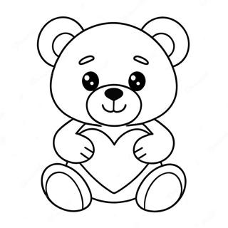 Halaman Mewarna Teddy Bear Comel Dengan Hati 64443-13290