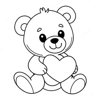 Halaman Mewarna Teddy Bear Comel Dengan Hati 64443-13291