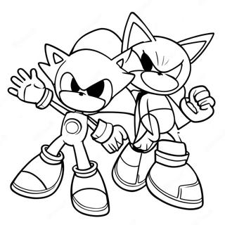 Halaman Mewarna Metal Sonic Berlumba Melawan Tails 64706-13840