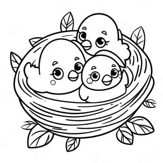 Gambar Mewarna Burung Kecil Gembira Dalam Sarang 656 1551