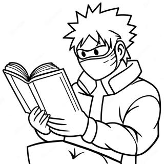 Halaman Mewarna Kakashi Hatake Membaca Buku 7021-925