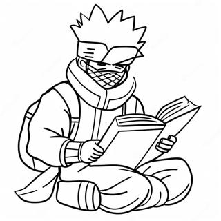 Halaman Mewarna Kakashi Hatake Membaca Buku 7021-927