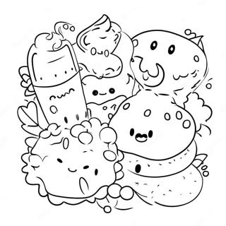 Halaman Mewarna Watak Makanan Anime Kawaii Yang Manis 72391 16161