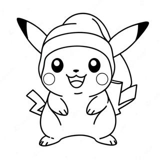 Halaman Mewarna Pikachu Memakai Topi Santa 72672-16370