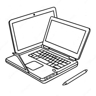 Laptop Kartun Dengan Skrin Terbuka Halaman Mewarna 72777 16455