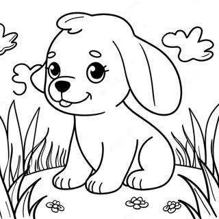 Halaman Mewarna Anak Anjing Bermain Di Rumput 73522 17033