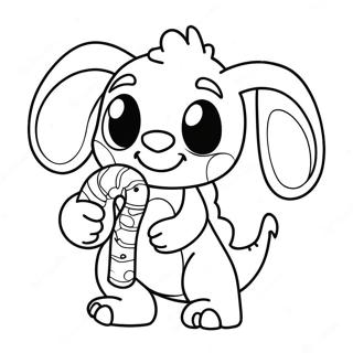 Halaman Mewarna Stitch Meriah Memegang Gula Gula 73781-17244