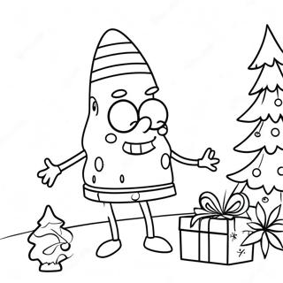 Halaman Mewarna Spongebob Menghias Pokok 73934 17353