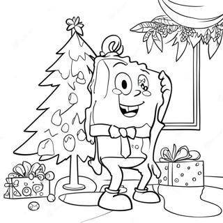 Halaman Mewarna Spongebob Menghias Pokok 73934 17354