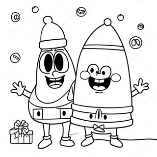 Halaman Mewarna Spongebob Dan Patrick Ceria Krismas 73935 17359