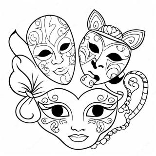 Halaman Mewarna Topeng Muka Yang Menyeronokkan 74088-17477