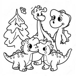 Halaman Mewarna Keluarga Dinosaur Merayakan Krismas 74218-17581