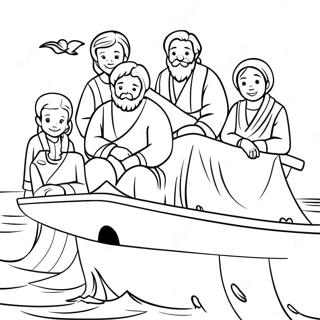 Halaman Mewarna Noah Dan Keluarganya Di Bahtera 74343-17674