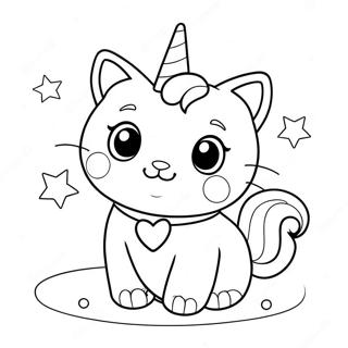 Halaman Mewarna Kucing Unicorn Comel Dengan Percikan Halaman Mewarna