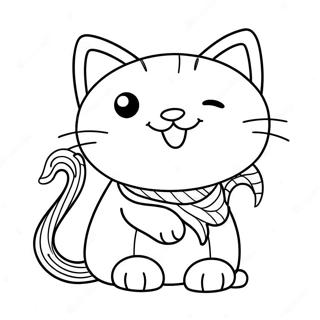 Halaman Mewarna Kucing Kartun Comel Dengan Benang 74753-17995