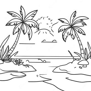 Halaman Mewarna Pulau Tropika Yang Cerah 75038-18224