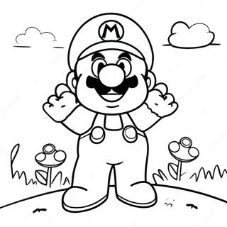 Halaman Mewarna Mario Wonder Dalam Adegan Kerajaan Cendawan 75345-18461