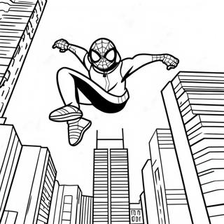 Halaman Mewarna Miles Morales Melompat Di Atas Bangunan 7565-1869