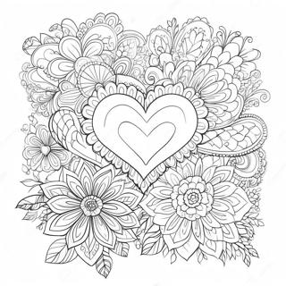 Halaman Mewarna Hati Dan Bunga Yang Rumit 76042-19003