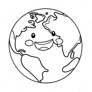 Bumi Comel Dengan Wajah Tersenyum Halaman Mewarna 76294-19192