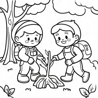 Kanak Kanak Ceria Menanam Pokok Halaman Mewarna 76297 19202