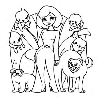 Halaman Mewarna Cruella De Vil Dengan Anak Anjing 76373-19263