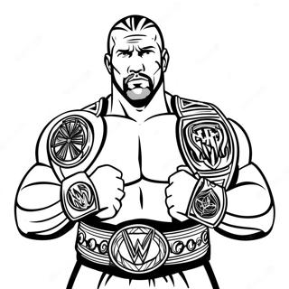 Halaman Mewarna Triple H Memegang Dua Tali Pinggang 76449-19317