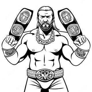 Halaman Mewarna Triple H Memegang Dua Tali Pinggang 76449-19320