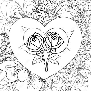 Halaman Mewarna Bouquet Mawar Hati Yang Elegan 76626-19454