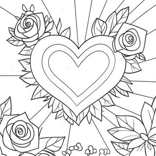 Halaman Mewarna Taman Mawar Hati Yang Berwarna Warni 76627-19457