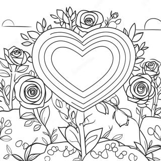 Halaman Mewarna Taman Mawar Hati Yang Berwarna Warni 76627-19458