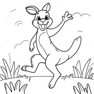 Halaman Mewarna Kangaroo Melompat Dengan Gembira 76881-19652