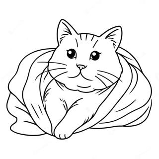 Kucing Berbulu Dalam Selimut Halaman Mewarna 77011-19739