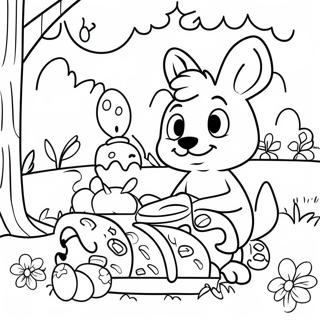 Halaman Mewarna Piknik Paskah Bluey Dan Kawan Kawan 77141-19842