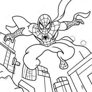 Halaman Mewarna Adegan Pertempuran Spiderman 2099 Yang Epik 77399-20044