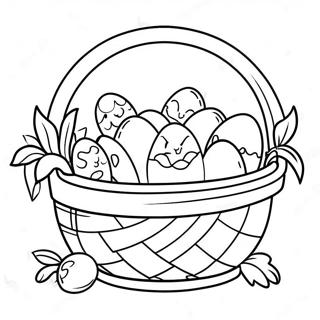 Gambar Mewarna Bakul Paskah Besar Yang Melimpah Dengan Telur 78226-20681