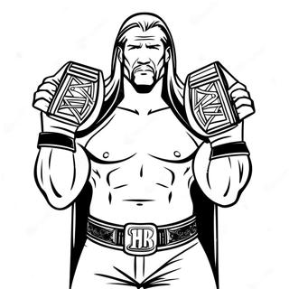 Halaman Mewarna Triple H Dinamik Memegang Dua Tali Pinggang 78250-20697