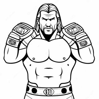 Halaman Mewarna Triple H Dinamik Memegang Dua Tali Pinggang 78250-20698