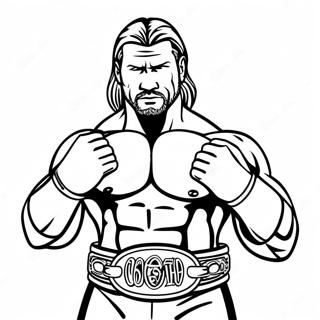Halaman Mewarna Triple H Dinamik Memegang Dua Tali Pinggang 78250-20699