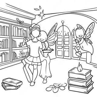 Halaman Mewarna Perpustakaan Magik Dengan Peri 78482-20878