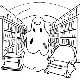 Halaman Mewarna Perpustakaan Menyeramkan Dengan Hantu 78483-20883