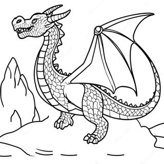 Halaman Mewarna Naga Megah Terbang Di Atas Gunung 78560 20938