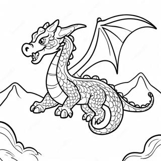 Halaman Mewarna Naga Megah Terbang Di Atas Gunung 78560 20939