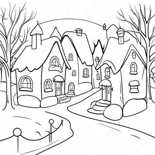 Halaman Mewarna Kampung Musim Sejuk Yang Menawan 79849 21925