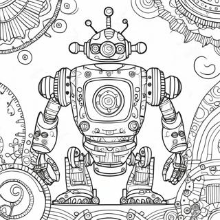 Halaman Mewarna Robot Steampunk Terperinci 79875 21946