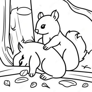 Halaman Mewarna Squirrel Yang Selesa Dan Tidur 80263-22251